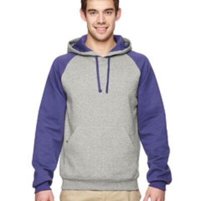 Adult NuBlend® Colorblock Raglan Pullover Hooded Sweatshirt Thumbnail
