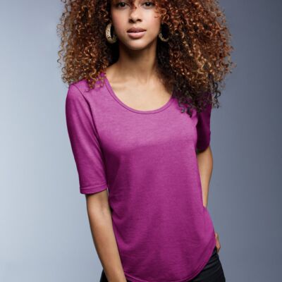 Ladies' Tri-Blend Deep Scoop 1/2-Sleeve Tee Thumbnail